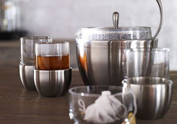 Villeroy & Boch, Teeservice, Teeset, Teekanne aus Glas, Porzellan Teekanne, Tassen Tee