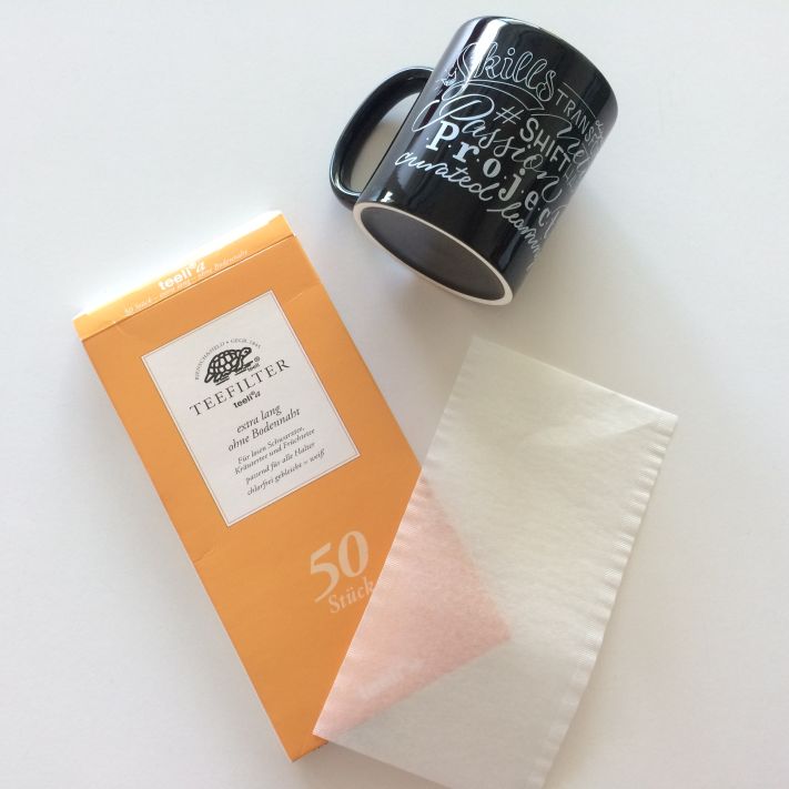 Papierfilter für Tee, ökologisch unproblematisch abbaubar und mit genügend Platz für Tee, um sich zu entfalten.